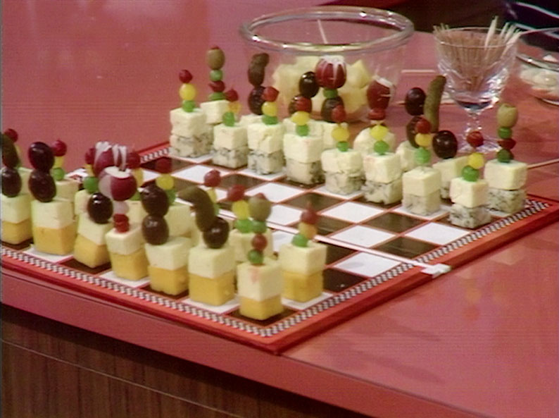 A cheese chess set
