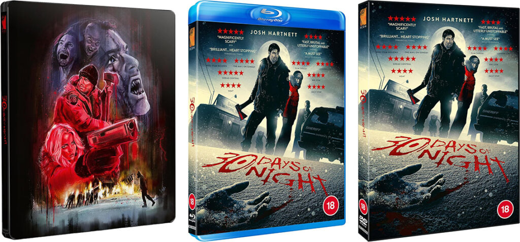 30 Days of Night UHD Steelbook, Blu-ray, DVD covers